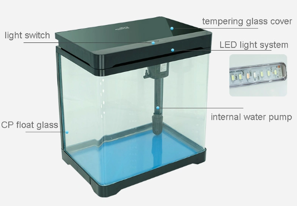 Aquarium - All in One - Multi Color Lighting - Tempered Glass Cover - 5 Gallons